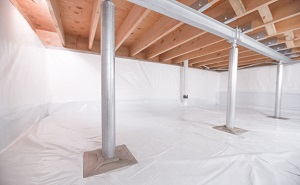 Crawl space structural support jacks installed in Carnelian Bay